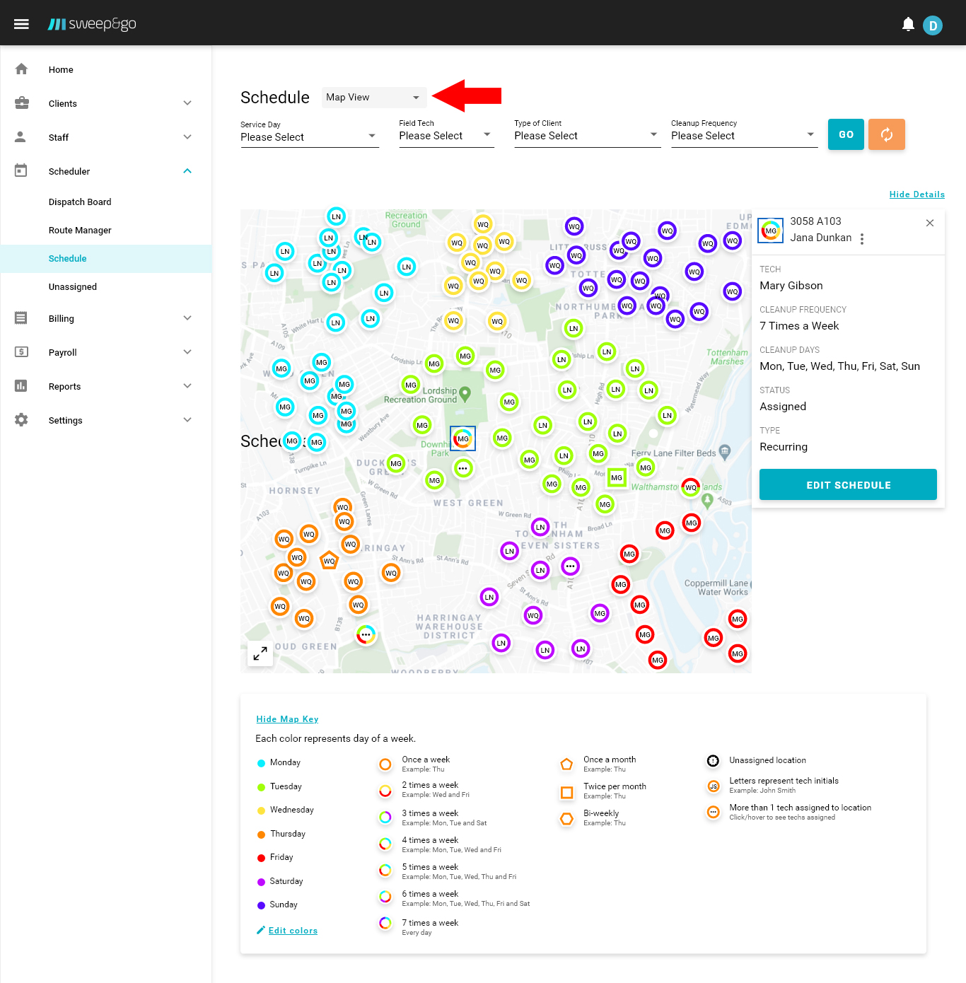 Scheduler-Map-view