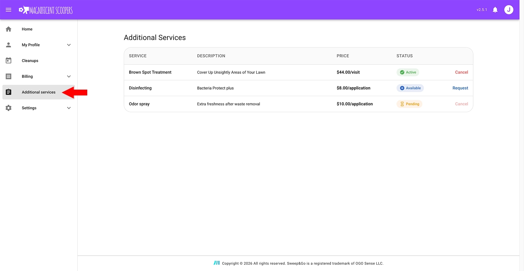 Choose additional services