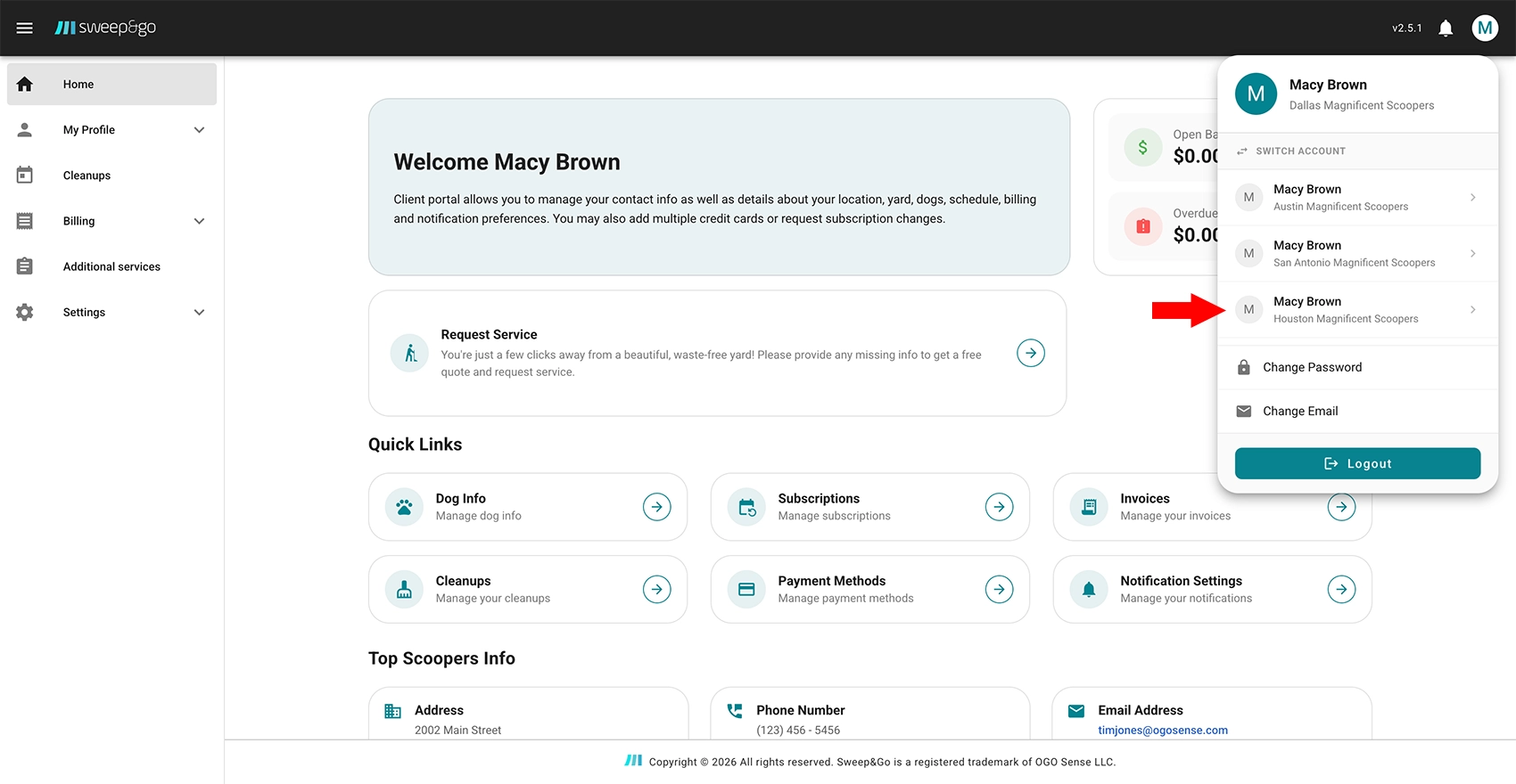 Use account switcher to manage multiple accounts