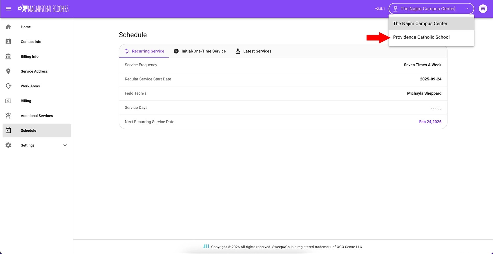 Use account switcher to manage multiple locations